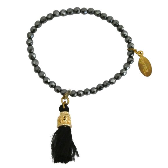 TOSCANA beaded stretch bracelets w tassel set of 2 - Picture 4 of 5